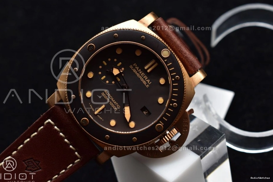 on Calfskin Edition Clone Brown PAM968 SunProtective Best Strap 1:1 Bronzo Brown VSF Dial Bezel and Ceramic 995 P.9010 V 0219